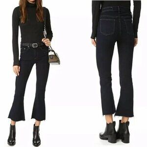 Rag & Bone 10 Inch Crop Flare Jeans Raw Hem Dune Wash Size 27